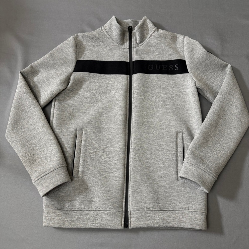 Guess Full Zip Track Jacket Boys 14 Grey Excellent Scuba Knit‎ Logo L5GQA2 KCTZ0